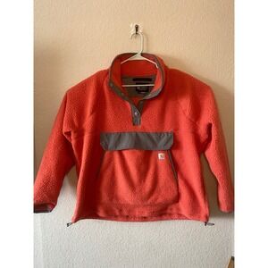 Carhartt Fleece Pullover Cozy Snap Front Pouch Pocket Coral XXL